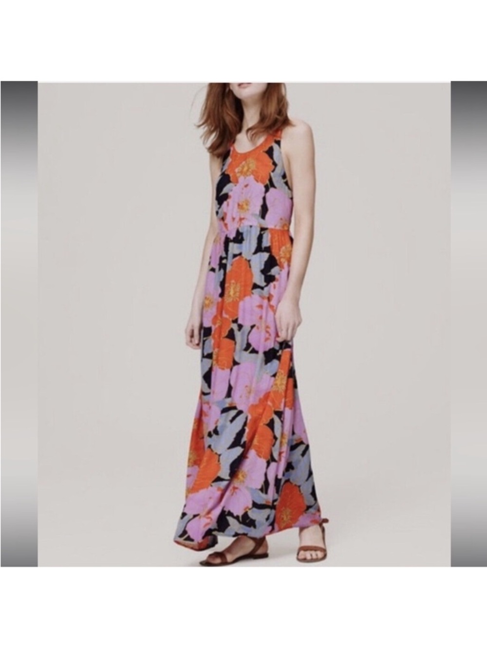 LOFT Flower Print Sleeveless Summer Maxi Dress. Size 2.